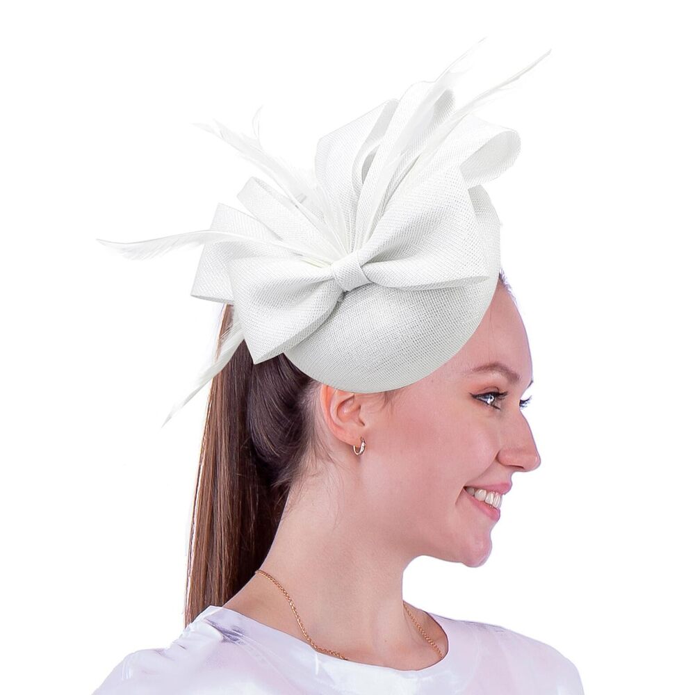 4949 Fascinators Pillbox Hat Sinamay Feather Flower Derby Ball Wedding